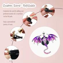 Purple Dragon Car Accessory,1pcs Bling Wyvern Car Air Freshener Vent Clip,Cute Girly Refillable Air Freshener Diffuser,Dazzing Rhinestone Dashboard Decoration For Women - 1 - 查看 5