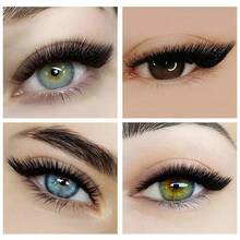 12排山茶花睫毛嫁接，L/M卷度，0.07毫米粗细，混合长度单根睫毛，3簇多长度组合，高级哑光黑，预涂胶，经典款式，浓密型，美甲沙龙用品 - 黑色 - 查看 5