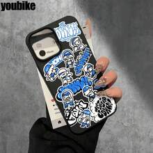 Funda protectora para phone con diseño de letras inglesas azules y orificios grandes. Compatible con phone 16 Pro Max, 16, 15 Pro, 14, 14 Plus/14 Pro Max, 13, 13 Pro, 12 Pro y 11/11 Pro. Regalos para cumpleaños y festividades - Negro - Ver 4