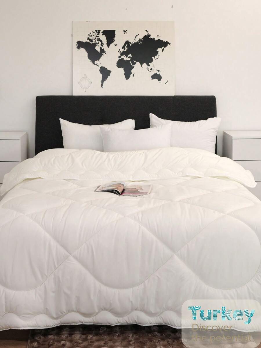 Luxurious 4-Season Luxury Quilt, 1pc Comforter With Soft And Breathable Hotel Style Fabric, Machine Washable, Comes Without Pillow Covers Or Inserts - White - View 1