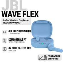 JBL Wave Beam 入耳式无线耳塞，具有 IP54 和 IPX2 防水功能、免提通话和 32 小时电池续航时间， - 藍色 - 查看 1
