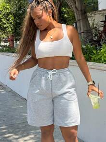 Tyla Gomez Loose Fit Women Printed Pattern Baggy Shorts With Drawstring Summer