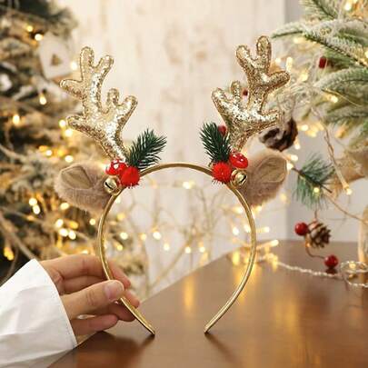 Christmas Limited Edition Headband For Women, Deer Antlers With Large Bow Design, Full Of Festive Atmosphere, Perfect For Parties, Ideal Christmas Gift Headwear