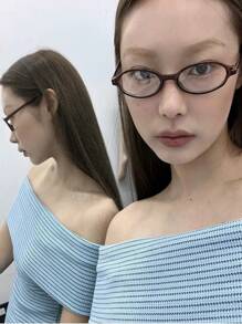 1 件女士时尚复古 Y2K 塑料超轻小框眼镜