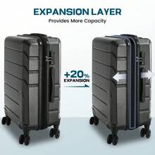 Hueas 3-Piece Carry-On Luggage Set,Expandable ABS+PC Lightweight Hard Shell Suitcases With Spinner Wheels&TSA Lock,Portable Travel Bag And Toiletry Bag,White - 黑色 - 查看 9