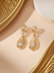 1 paire de boucles d'oreilles pour femmes plaquées or, boucles d'oreilles de mariée de mode arabe du Moyen-Orient, boucles d'oreilles pendantes classiques marocaines pour femmes, cadeau de mariage et de fête