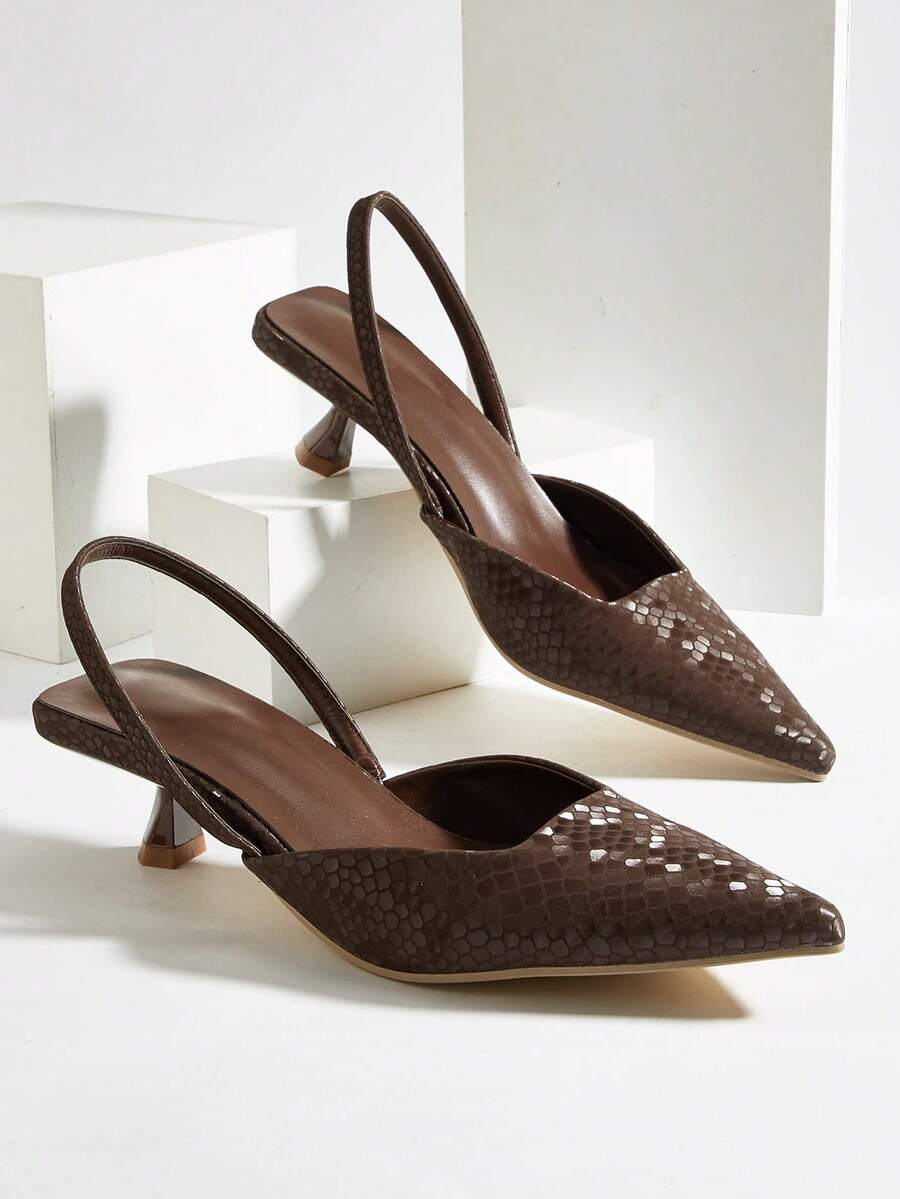 Women's New Snake Skin Sexy Kitten Heel Shoes, Elegant Pointed Toe High Heels, Fashion Ankle Strap Open Toe High Heels, Formal Occasion Wedding Party Dress Shoes (Asymmetrical Cutting)