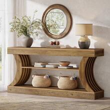 Tribesigns 70.9-Inch Long Farmhouse Entryway Console Table With Storage, 3-Tier Wooden Couch Table Behind Sofa, For Entry, Entrance, Hallway, Foyer, Living Room, Rustic Brown - Brown - View 1