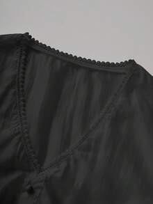 ii Women's Black Dirndl Blouse Long Sleeve V-Neck Button Placket Costume Blouse For Oktoberfest And Carnival, Halloween - Black - View 3