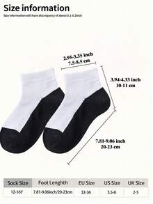 5 pares de calcetines de malla para primavera/verano, calcetines cortos, calcetines deportivos, calcetines para estudiantes, estilo casual, diseño de bloques de color, adecuados para niños y niñas de 1 a 16 años - Blanco y Negro - Ver 6