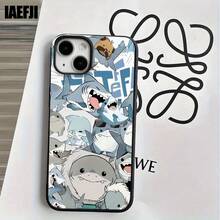 Fundas protectoras y fundas protectoras de imitación con agujeros grandes con estampado de tiburón cómico para teléfono 1 pieza, adecuadas para phone 16promax, 16 15pro, 14 14 Plus/14 Promax, 13 13 Pro, 12Pro, 11/11 Pro Pro Series. Regalos Cumpleaños Y Fiestas - Negro - Ver 8