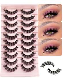 10đôi Lông mi Giả Xoăn dày  , Cho Phụ Nữ Mẹ Vợ Em Gái Thiếu Nữ Người Bạn , Cho câu lạc bộ tiệc tùng - màu đen - Xem 8