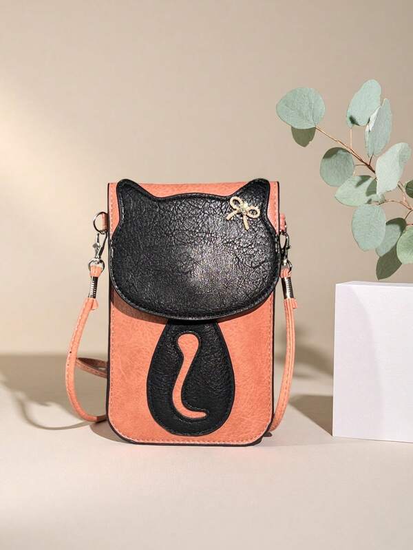 Korean Style Cute Cat Mini Crossbody Bag, Fashion Women Shoulder Bag
