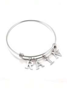 1pc Custom Letter Name Bracelet, Personalized Name Up To 7 Letters, Adjustable Expandable Pendant Letters, Stainless Steel Bracelet Jewelry Gifts, And Stylish Women's Bracelets, Jewelry Women, Mother's Day Gifts For Mom, Easter Gifts, Personalized Custom Bracelets (With Small Gift Box) - Multicolor - View 5