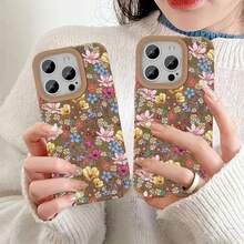 Funda para móvil con diseño retro de piel sintética de oveja. Compatible con phone 16 Pro Max, 15 y 14 Plus. Diseño moderno y artístico. Color marrón. Protector de alta calidad. Suave y acolchado. Para hombres y mujeres. - Colores mixtos 1 - Ver 2