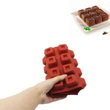 1 pezzo Stampo in silicone 3D quadrato, attrezzo da forno fai-da-te per brownies 3D, budini, mousse, dolci al cioccolato - Rosso - Visualizzare 5