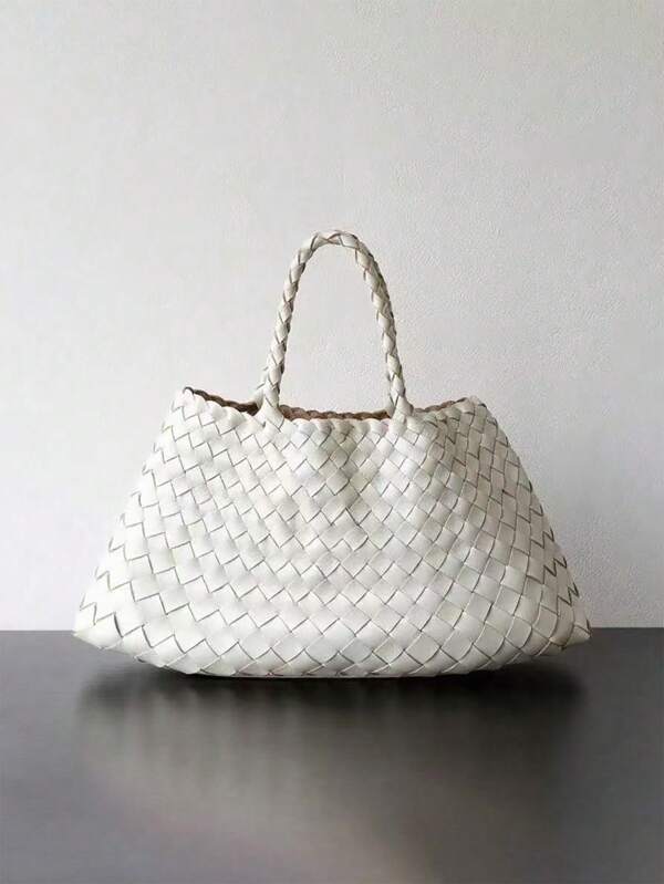 Women's Handmade Woven Tote Bag, Large Capacity Handbag, Fashion Grocery Basket Bag, Bags For Ladies Fashionable