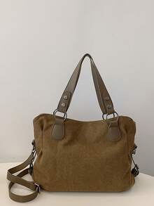 New Arrival Large Capacity Minimalist Casual Tote Bag - Brown - View 4