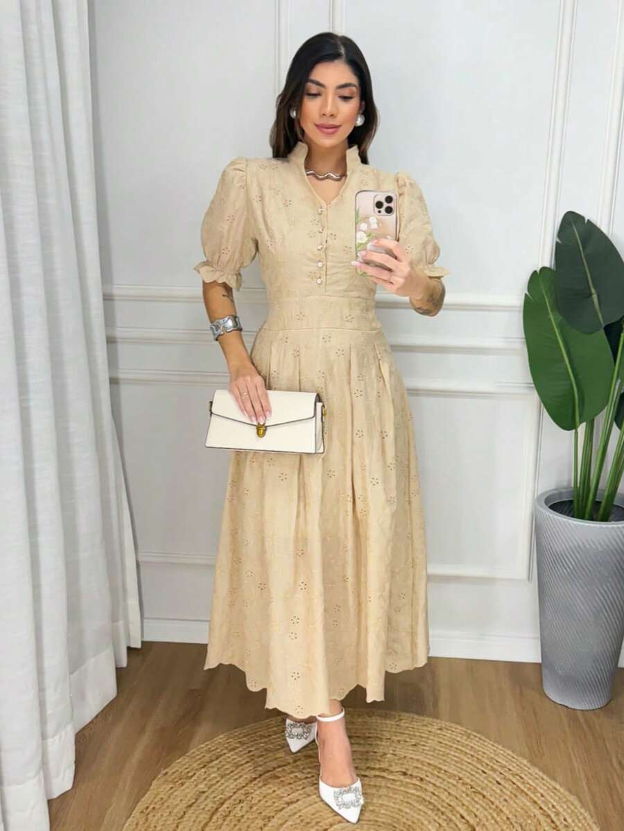12 Simple Split Fabric Spring/Summer Wedding Dress - Màu be - Xem 1