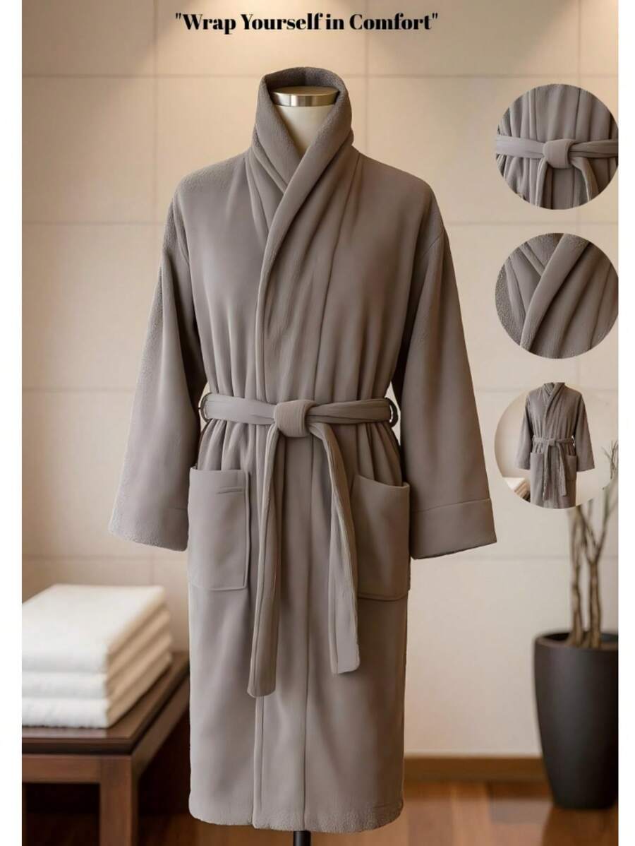 100% Cotton Unisex Bathrobe – One Size Fits Most – Made In Turkey – Soft & Absorbent