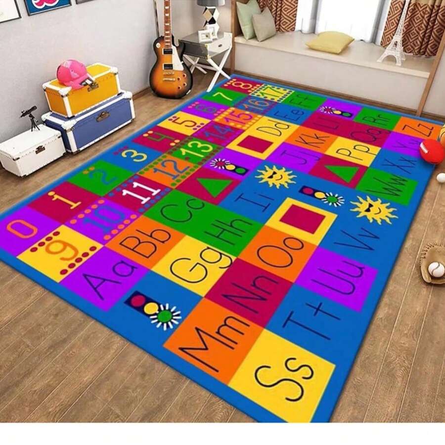 EGIDOO Educational Area Rug 120cm*180cm, 4x6ft, With ABC Numbers Math Symbols And Animal Shapes, Reading Alphabet Kids Rugs For Kindergarten Book Area, Colorful Classroom Playroom Carpets For Kitchen Home Office Dorm - Nhiều màu - Xem 1