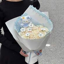 串珠蕾丝花边花卉刺绣丝带配珍珠 - 1 码，适用于 DIY 缝纫、工艺品、婚礼装饰和服装配饰（无轴） - 彩色 - 查看 9