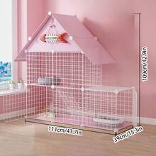2-Tier Indoor Cat House With Litter Box, Spacious Cat Condo For Short Hair Cats - Multicolor - View 5