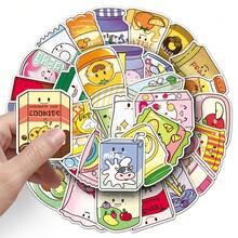 50张卡通食物原创彩色彩绘充气零食可爱ins风创意装饰收纳盒冰箱贴 - 彩色 - 查看 8