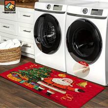 1 set/1 pieza/2 piezas Felpudo antideslizante con estampado de Papá Noel y árbol de Navidad, de fibra súper, adecuado para decoración de fiesta navideña, cocina, baño, comedor, dormitorio, puede ser dado como regalo de Navidad - Multicolor - Ver 8