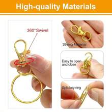 20/40/60/100 件钥匙链环带钥匙圈，钥匙扣钩带环，用于挂绳饰品 DIY 工艺品（10/20/30/50 件金属龙虾爪扣 + 10/20/30/50 件分体钥匙圈）圣诞礼物创意包袋挂绳带身份证夹汽车配件包饰 - 金色 - 查看 4