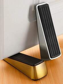 1个抛光金属门挡，减震门楔，隔音防风，金属框架带橡胶防滑垫，无需钻孔，最佳礼品 - 彩色 - 查看 3