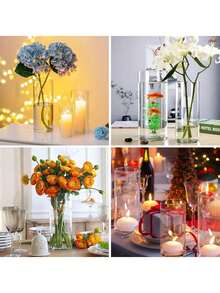 1pc Glass Cylinder Candle Holder, Transparent Glass Cylinder Candle Holder Glass Cylinder Vase For Center Decor, Wedding Party Decoration