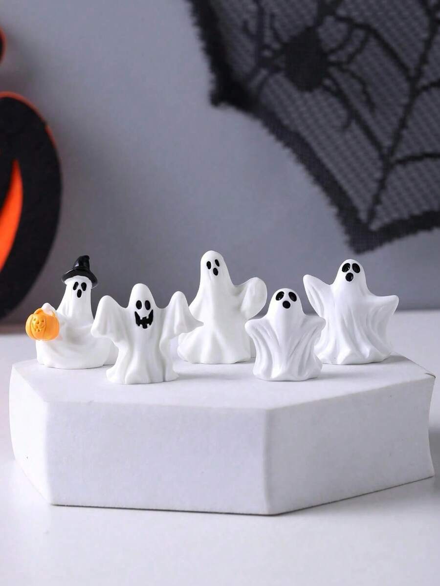 5 Pcs/Set-Halloween Creative Ghost, Demon, Pumpkin, Witch Miniature Decorations, DIY Home Center Decor, Bedroom Cabinet Decor, Halloween Party Decoration, Halloween Holiday Gift Home Decor Halloween Decor Fall Decor Room Decor Autumn Decor,Halloween Decor Fall Decor Room Decor - Multicolor - View 1