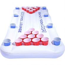 Piscina Lounge Beer Pong Inflable con Flotación Social, Blanca - 1,88 metros - Ver 8