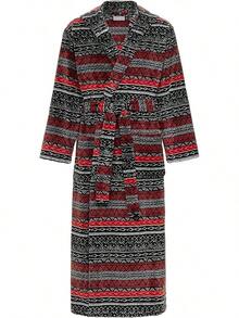 Mens Robe With Hood, Plush Fleece Hooded Mens Bathrobe, Big And Tall Bath Robe For Menhalloween - Savannah Fusion - View 1