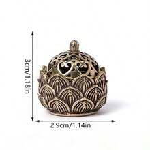 1 件创意空心莲花合金香炉，家用室内香炉 - 銅色 - 查看 3