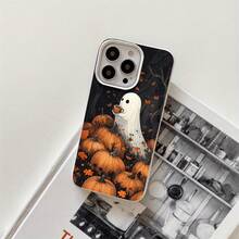Funda protectora para teléfono con orificios grandes y diseño de calabaza fantasma, compatible con las series 16 Pro, 16, 15 Pro, 14, 14 Plus, 14 Pro, 13, 13 Pro, 12 Pro y 11/11 Pro. Regalos para cumpleaños y celebraciones. - Blanco - Ver 1