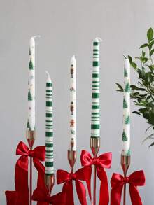 2pcs, 9.84-Inch Christmas Long-Handled Candles, Featuring Fun Designs Of Christmas Trees And Snowmen, Suitable For Home Decoration, Can Be Used For Holiday Arrangements, And Are Christmas Scented Candles - Multicolor - View 4
