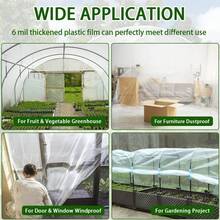 6 Mil 5 Year Clear Greenhouse Plastic Film Sheeting Cover UV Resistant Poly Tarp, For Gardening, Farming, Agriculture, Clear, Multple Size Are Available, Anti-Fogging, Heat Preservation, Anti-Static, Non-Sticky - trắng - Xem 2