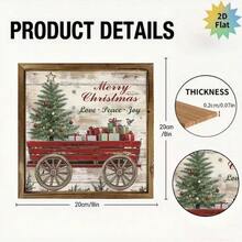 1 pieza Cartel de madera vintage navideño plano en 2D, decoración de pared rústica de 8x8 pulgadas, adecuado para interiores y ambiente festivo, idea de regalo única, texto en inglés, diseño plano en 2D, decoración navideña para el hogar, decoración de habitación de invierno