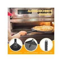 Pizzaschaufel mit breiter Auflagefläche und praktischem Lochdesign. Antihaftbeschichtung, robust und langlebig. Geeignet zum Backen von Pizza, Brot, Kuchen, Torten, Desserts usw. - Schwarz - Übersicht 6