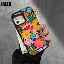Funda protectora para phone con orificios grandes, diseño de flores. Compatible con phone 16 Pro Max, 16, 15 Pro, 14, 14 Plus/14 Pro Max, 13, 13 Pro, 12 Pro y 11/11 Pro. Regalos para cumpleaños y festivales - Negro - Ver 8