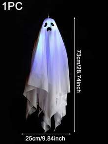 1PC Halloween Outdoor Decoration, Halloween Party Indoor Decoration, Glowing Ghost (Slap The Head Switch Will Scream And Float Up And Down), Halloween Ghost Lights Suitable For Porch, Patio, Garden And Lawn Atmosphere Decoration - White - View 3