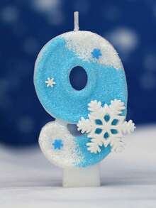 1件雪花花瓣數字生日蠟燭，藍色數字，聖誕白色雪花主題白色與藍色大雪花數字生日蠟燭 - 彩色 - 查看 20