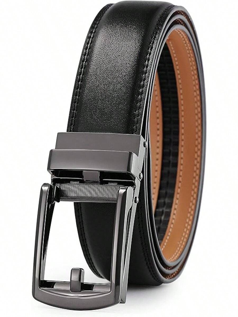 Men's Ratchet Dress Belt With Automatic, Brown/Black, 35mm Wide, Adjustable Fit - 15-đen-0017 - Xem 1