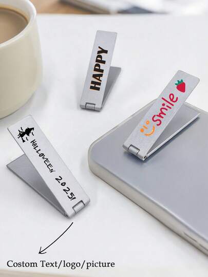 1 peça de suporte portátil dobrável para celular com padrão personalizado, texto e logotipo, suporte multifuncional para mesa, adequado para todos os telefones, ótimo para presentes de equipe