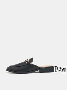Giày mules nữ mũi tròn, kiểu dáng casual Anh Quốc, giày cao cổ, giày slip-on đa năng, thanh lịch và thoải mái cho sinh viên, màu đen. - màu đen - Xem 4