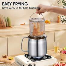 1.5L/2L Oil Filter Pot Kitchen Oil Filter Pot Cooking Oil Filter Pot, 304 Stainless Steel Oil Strainer Separator Grease Filter Container Pot Kitchen Cooking Tool With Strainer & Deep Fryer Basket & Dustproof Lid - Bạc - Xem 8