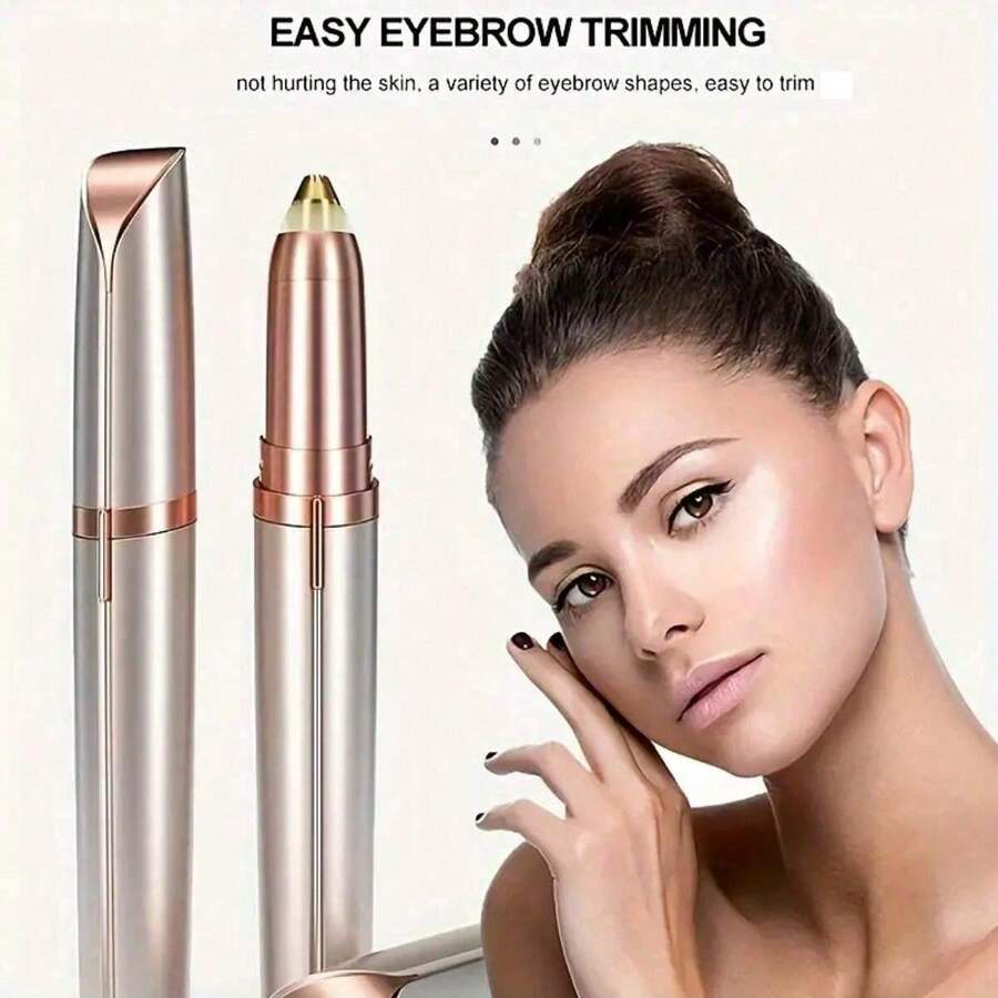 1支装ABS便携式电动修眉器，电动便携式修眉刀，无痛白色修眉器，女士自动修眉笔，女士面部脱毛工具，70mAh