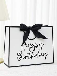 1 件生日快乐礼品袋，大号蝴蝶结女友手提包，纸质字母印花礼品袋，轻便可折叠购物手提包 - 适合女朋友、姐妹、妈妈、生日礼品袋、结婚礼物、情人节礼物 - A - 查看 2